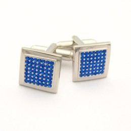 Titanové Čtvercové Manžetové Knoflíčky S Modrými Diamanty