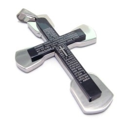 Pánský Módní Černý Titanový Přívěsek S Křížem Z Bible - Řetízek Zdarma