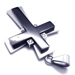 Nový Stylový Titanový Přívěsek S Černým Křížem - Zdarma Chian