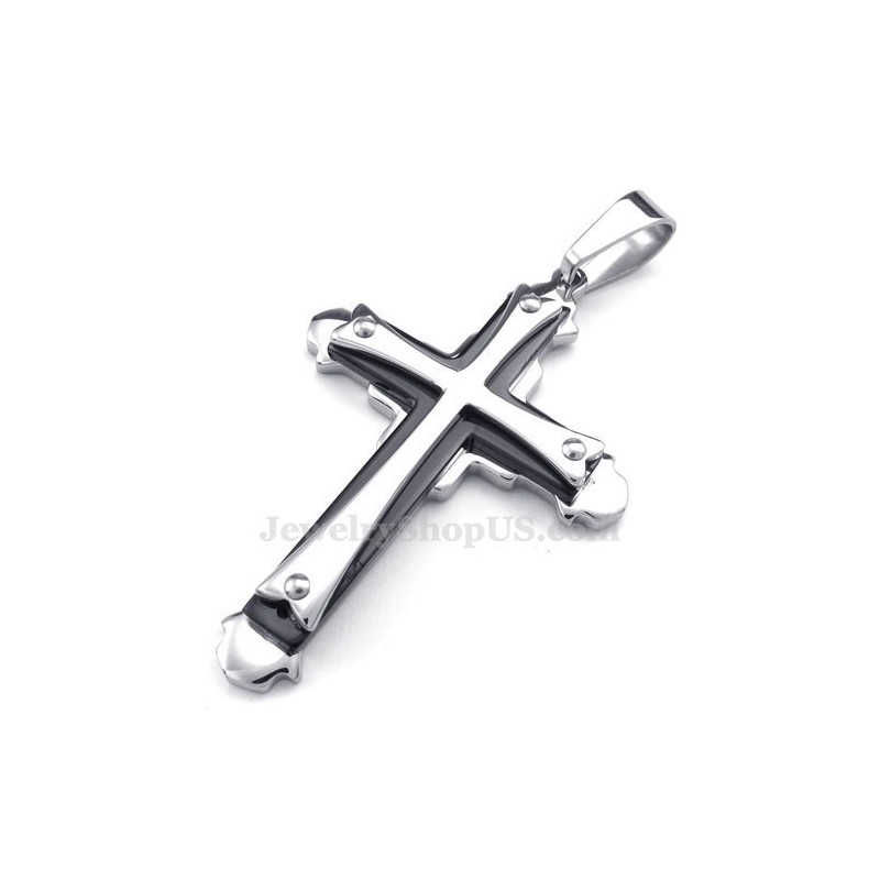 Třívrstvý Titanový Náhrdelník S Křížkem (Řetízek Zdarma)