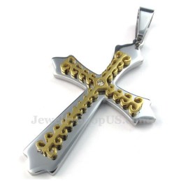 Zlatý Titanový Náhrdelník S Křížkem (Řetízek Zdarma)