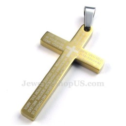 Zlatý Přívěsek S Křížkem Z Titanu Scripture (Řetízek Zdarma)