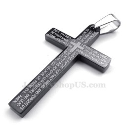 Titanový Náhrdelník S Černým Křížem A Přívěskem Scripture (Řetízek Zdarma)