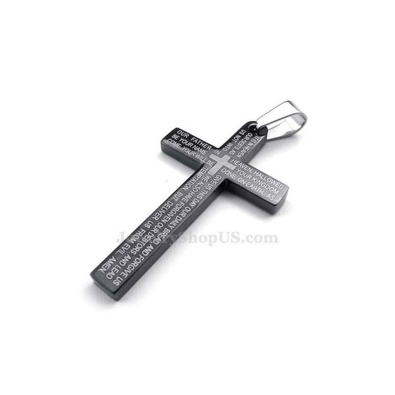 Titanový Náhrdelník S Černým Křížem A Přívěskem Scripture (Řetízek Zdarma) Titanový Náhrdelník S Černým Křížem A Přívěskem Scripture (Řetízek Zdarma)