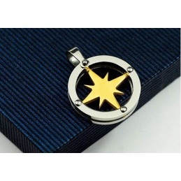 Pánský Titanový Přívěsek Golden Star Circle - Řetízek Zdarma