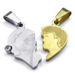 Titanový Náhrdelník S Přívěskem Pro Páry S Rozdělenými Srdíčky (Řetízek Zdarma) (Jeden Pár)
