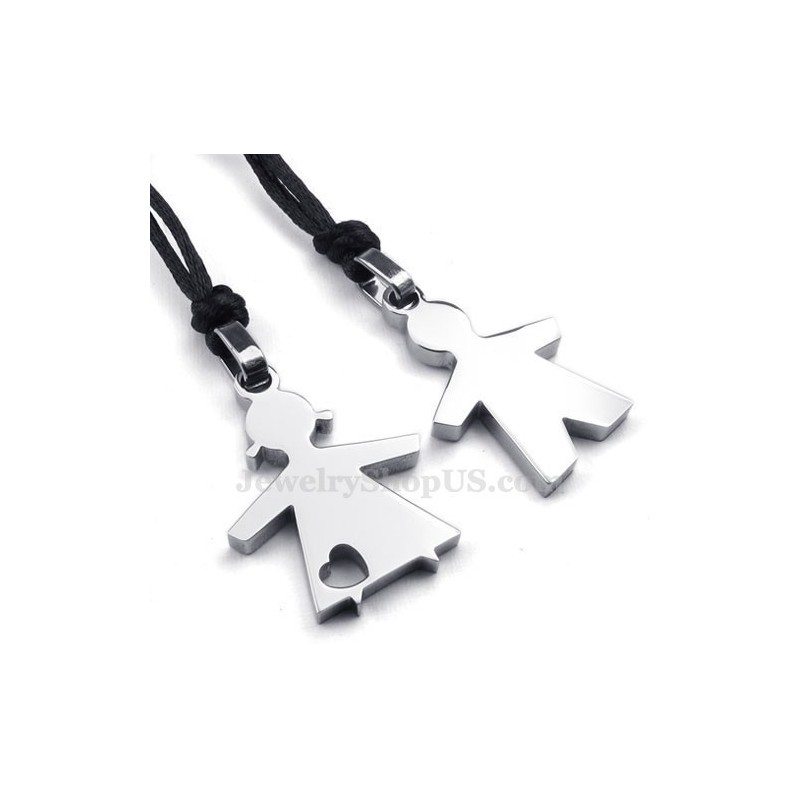 Stříbrný Titanový Náhrdelník S Přívěskem Pro Něj A Pro Ni (Řetízek Zdarma) (Jeden Pár)