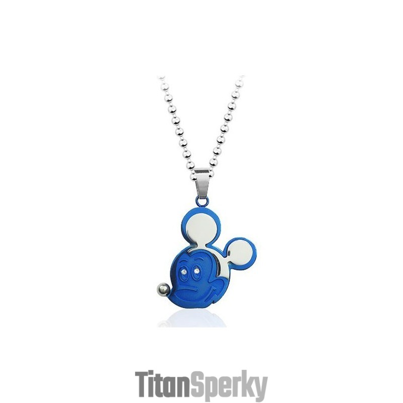 Modrý Titanový Přívěsek Mickey Mouse - Řetízek Zdarma Modrý Titanový Přívěsek Mickey Mouse - Řetízek Zdarma