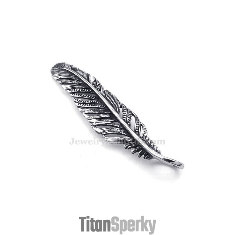 Titanový Náhrdelník S Přívěskem A Peřím (Řetízek Zdarma)