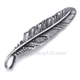 Titanový Náhrdelník S Přívěskem A Peřím (Řetízek Zdarma)