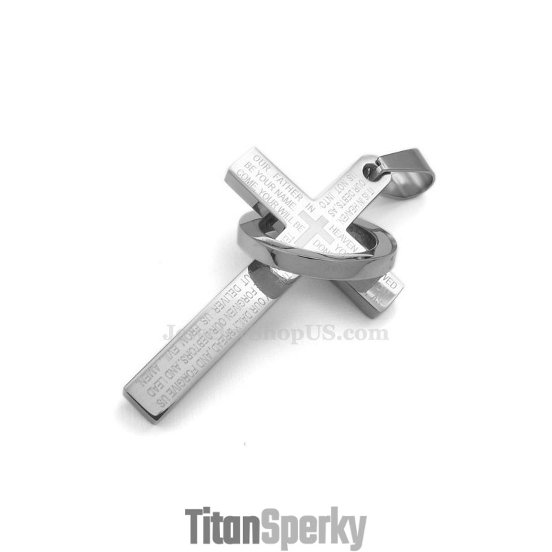 Titanový Přívěsek S Křížkem A Motivem Písma Svatého (Řetízek Zdarma)