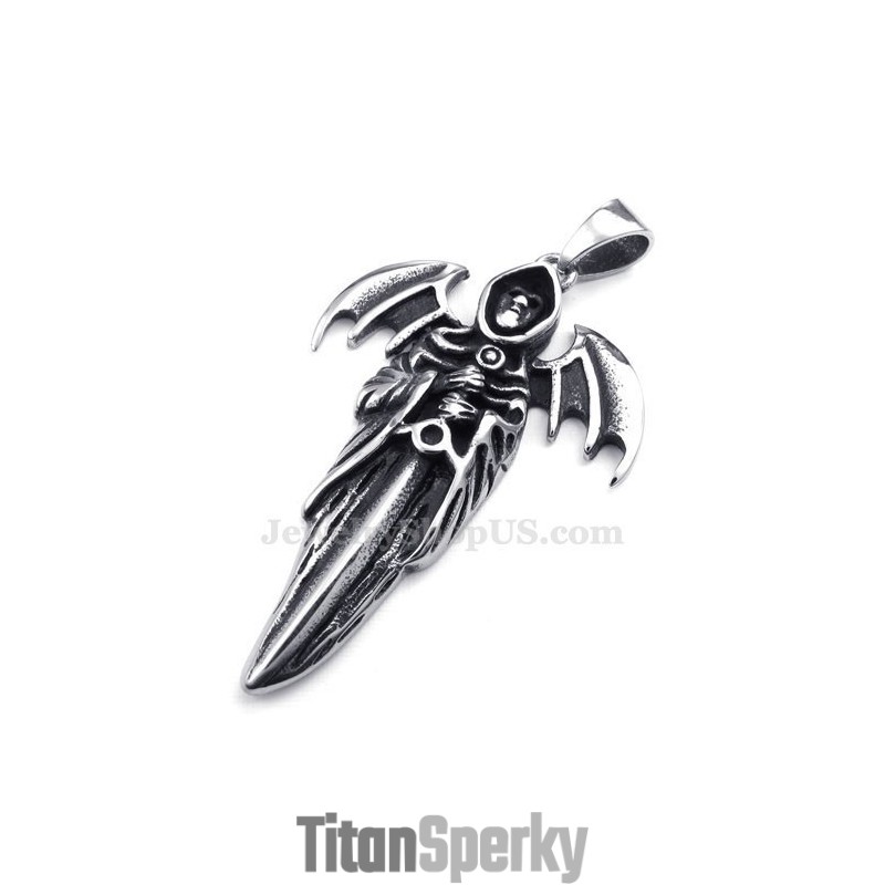 Vynikající Titanový Náhrdelník S Přívěskem Smrtka (Řetízek Zdarma)