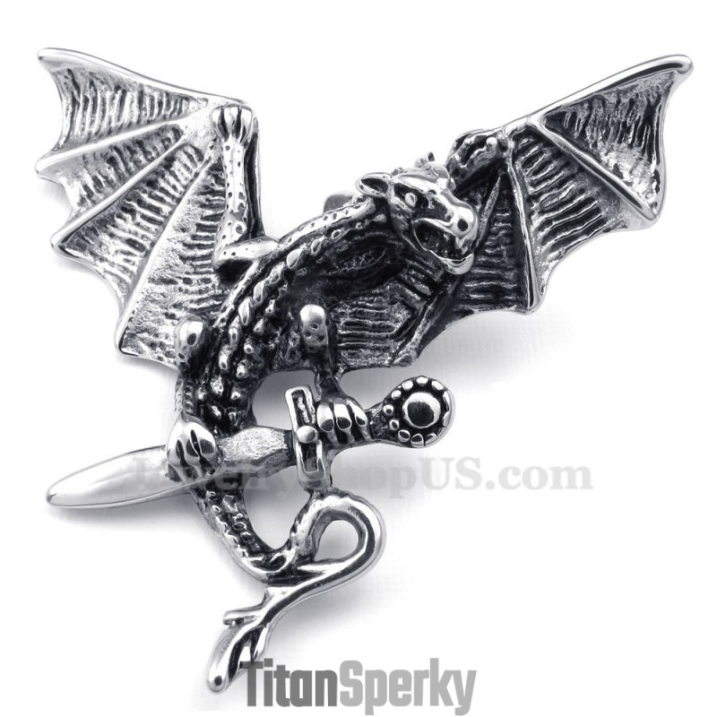 Nádherný Titanový Náhrdelník S Přívěskem S Pterosaurem (Řetízek Zdarma)