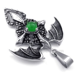 Titanový Náhrdelník S Přívěskem A Pterosaurem Ze Zelených Korálků (Řetízek Zdarma)