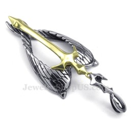 Náhrdelník S Přívěskem Wings Z Titanového Zlata S Křížkem (Řetízek Zdarma)