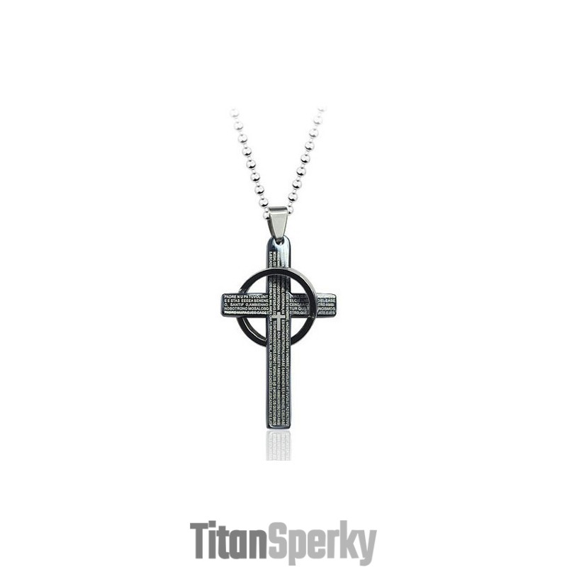 Pánský Přívěsek Bible Cross Black Titan - Řetízek Zdarma