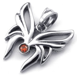 Titanový Náhrdelník S Motýlem A Červeným Zirkonem (Řetízek Zdarma)