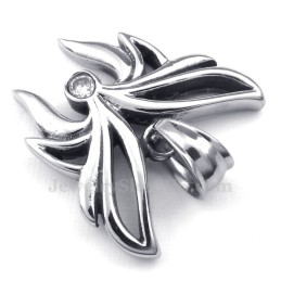 Náhrdelník S Přívěskem Motýl Z Bílého Zirkonu A Titanu (Řetízek Zdarma)