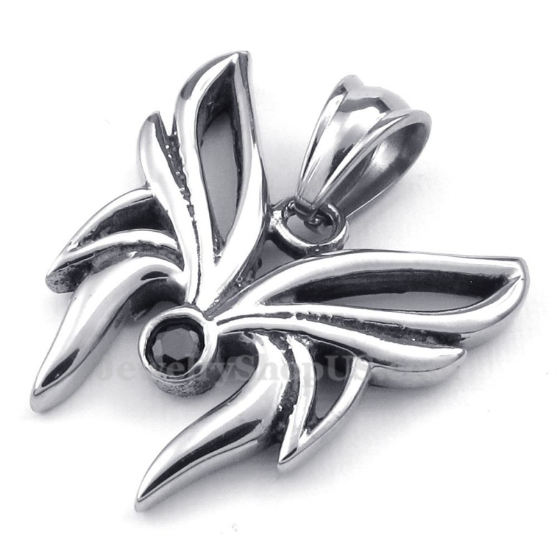 Titanový Náhrdelník S Přívěskem Motýl S Černým Zirkonem (Řetízek Zdarma)