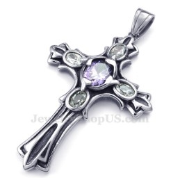 Náhrdelník S Přívěskem S Fialovým Zirkonem A Titanem (Řetízek Zdarma)