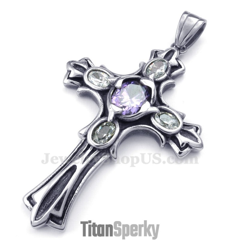 Náhrdelník S Přívěskem S Fialovým Zirkonem A Titanem (Řetízek Zdarma) Náhrdelník S Přívěskem S Fialovým Zirkonem A Titanem (Řetízek Zdarma)