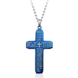 Přívěsek S Křížkem Z Modré Bible S Titanem - Řetízek Zdarma