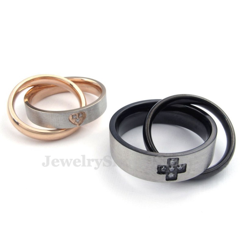 Titanový Náhrdelník S Přívěskem Pro Páry S Propletenými Prsteny (Řetízek Zdarma) (Jeden Pár)