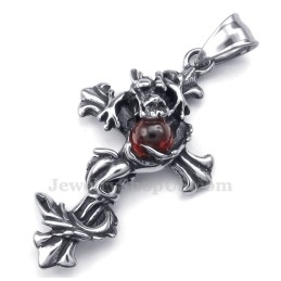 Titanový Přívěsek S Křížem A Červenými Korálky Z Draka (Řetízek Zdarma)