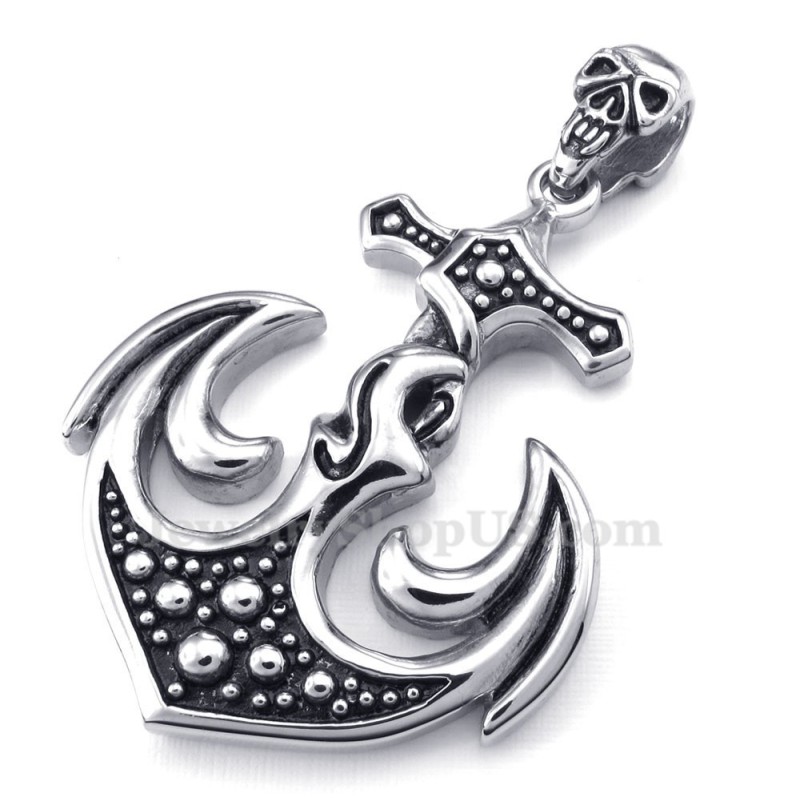 Titanový Náhrdelník S Přívěskem A Kotvou S Lebkou (Řetízek Zdarma)