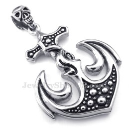 Titanový Náhrdelník S Přívěskem A Kotvou S Lebkou (Řetízek Zdarma)