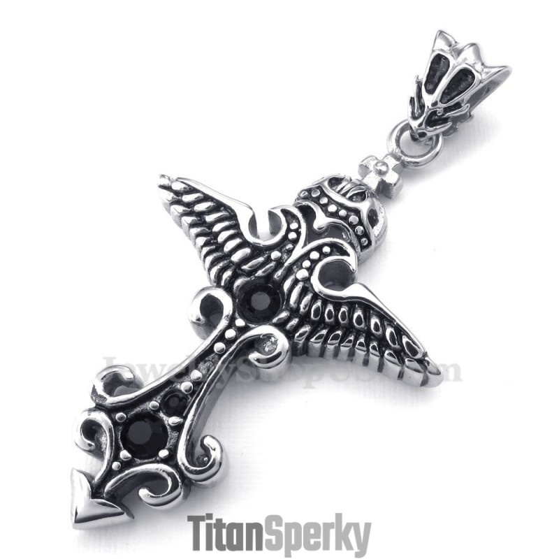 Titanový Přívěsek S Černým Zirkonem (Řetízek Zdarma)