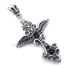 Titanový Přívěsek S Černým Zirkonem (Řetízek Zdarma)