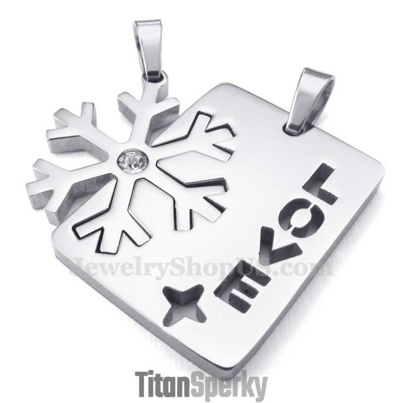 Stříbrný Titanový Náhrdelník S Přívěskem Ve Tvaru Sněhové Vločky Pro Páry (Řetízek Zdarma) (Jeden Pár) Stříbrný Titanový Náhrdelník S Přívěskem Ve Tvaru Sněhové Vločky Pro Páry (Řetízek Zdarma) (Jeden Pár)