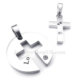 Titanově-Stříbrný Náhrdelník S Křížkem Pro Páry (Řetízek Zdarma) (Jeden Pár)