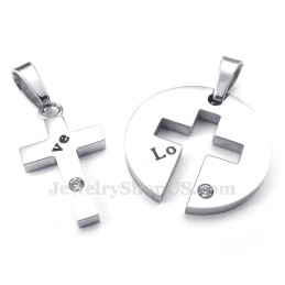 Titanově-Stříbrný Náhrdelník S Křížkem Pro Páry (Řetízek Zdarma) (Jeden Pár)