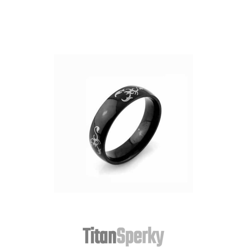 Pánský Prsten S Černým Titanem A Štíry, 6 Mm Pánský Prsten S Černým Titanem A Štíry, 6 Mm