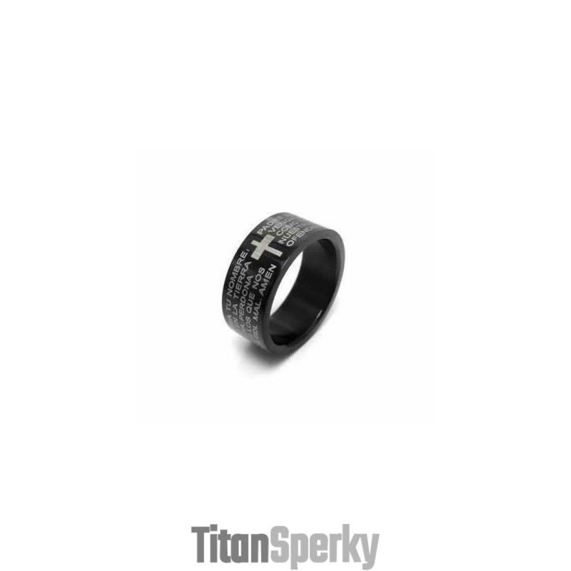 Pánský Prsten Bible Cross 6Mm Černý Titan
