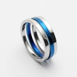 Pánský Titanový Prsten 6 Mm Modro-Stříbrné Barvy