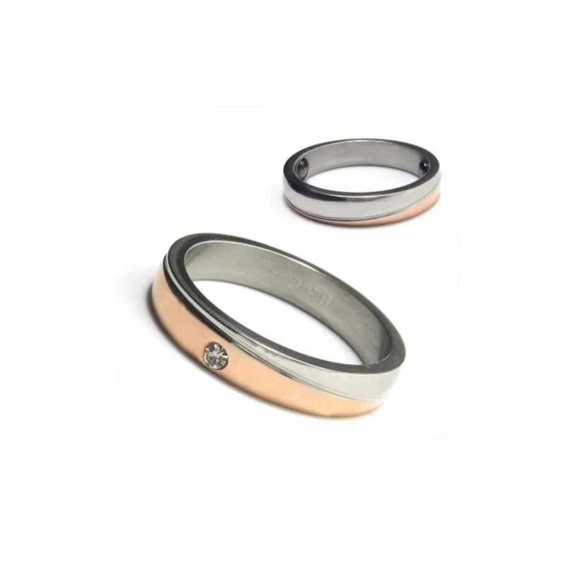 Prsten S Diamanty, Titan A Zlatá Intarzie, 4 Mm Prsten S Diamanty, Titan A Zlatá Intarzie, 4 Mm