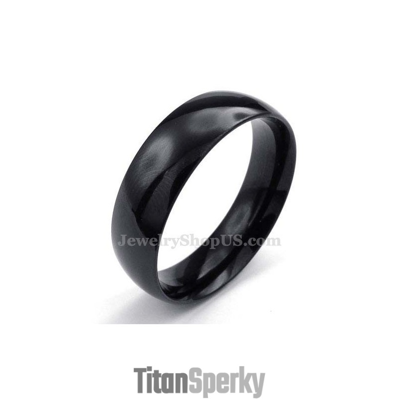 6Mm Černý Titanový Hladký Prsten