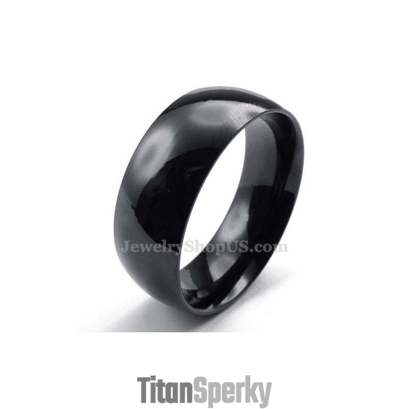 8Mm Černý Titanový Hladký Prsten 8Mm Černý Titanový Hladký Prsten