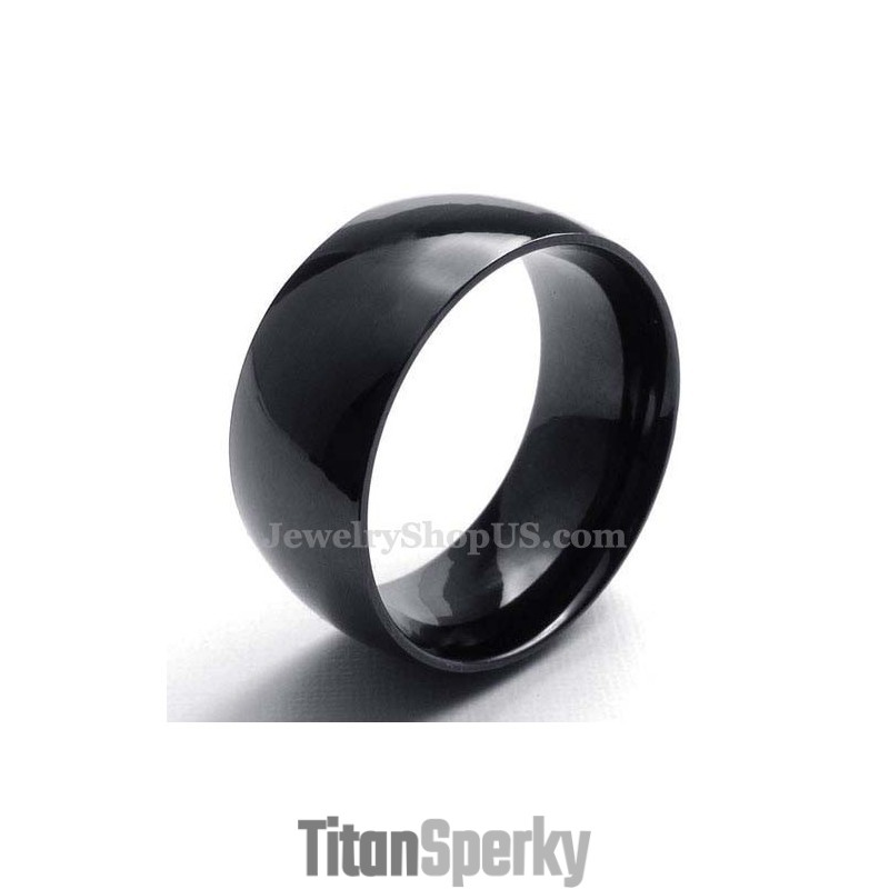 10Mm Černý Titanový Hladký Prsten 10Mm Černý Titanový Hladký Prsten