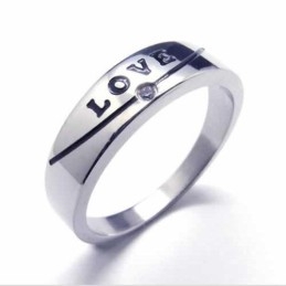 Prsten S Diamanty Love 5 Mm, Intarzovaný Titanem A Dvorním Kroužkem