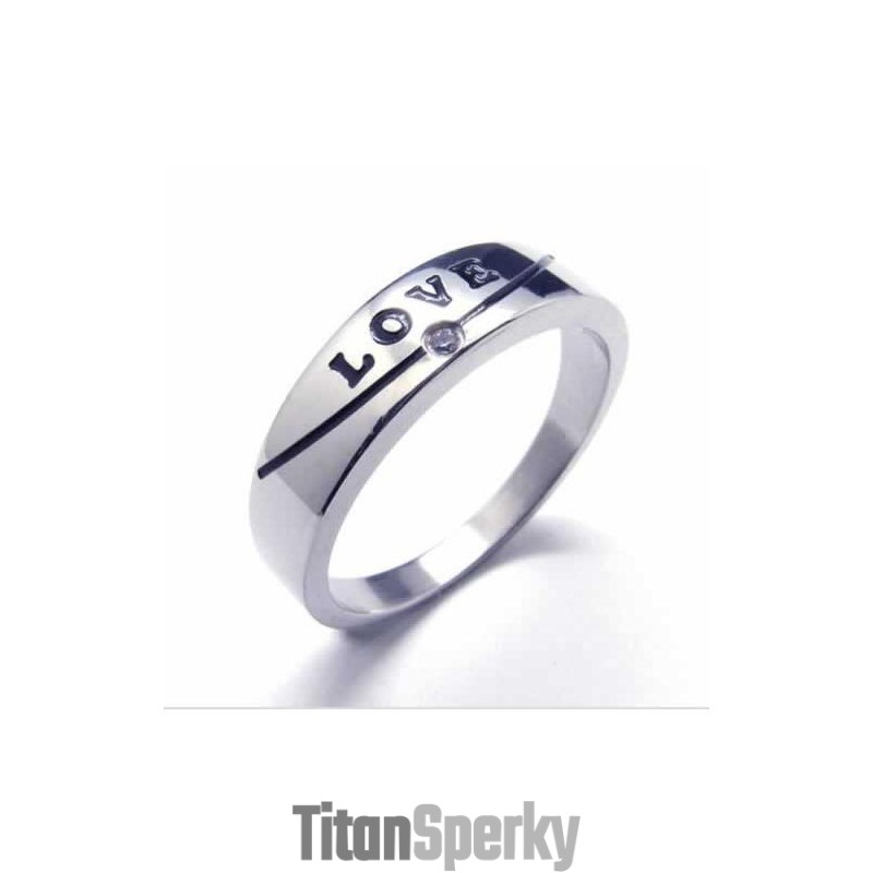 Prsten S Love 5 Mm, Intarzovaný Titanem A Dvorním Kroužkem