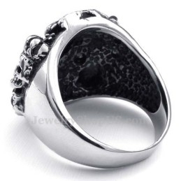 Titanový Prsten S Lebkou A Červeným Zirkonem