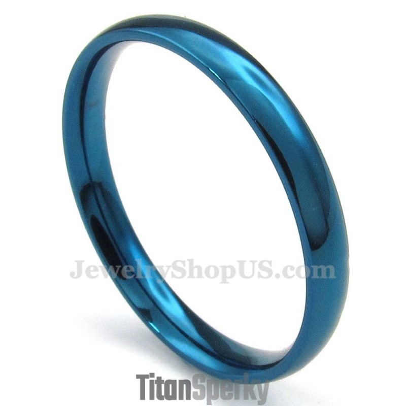 3Mm Titanový Kulatý Modrý Prsten 3Mm Titanový Kulatý Modrý Prsten