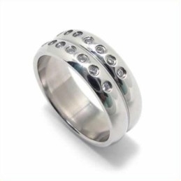 Prsten S Diamanty A Intarzií Z Titanu, 8 Mm