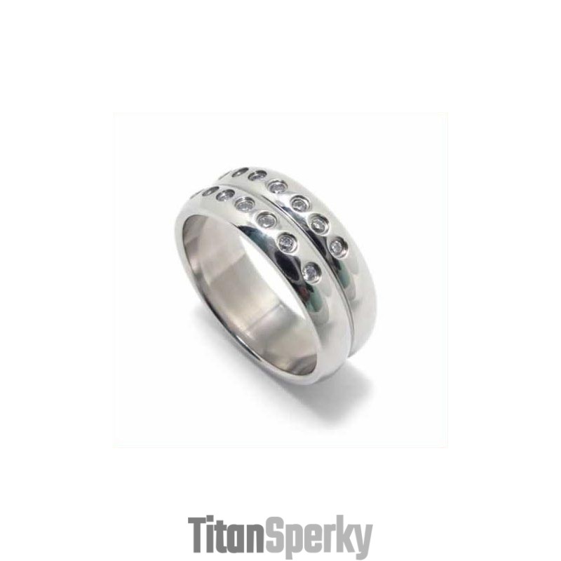 Prsten S Diamanty A Intarzií Z Titanu, 8 Mm Prsten S Diamanty A Intarzií Z Titanu, 8 Mm