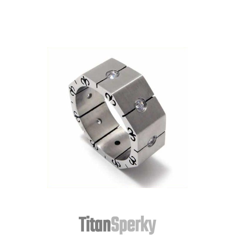 Prsten S Diamanty A Intarzií Z Titanu, 8 Mm