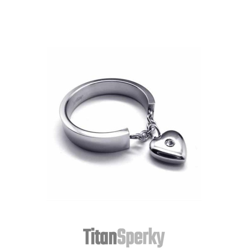 Titanový Prsten Se Srdíčkem A Diamanty 5 Mm